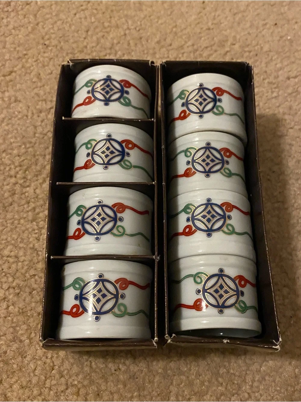 Vintage Imari Porcelain Napkin Rings by Vera Neumann Set of 8